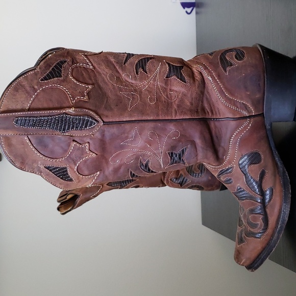 JB Dillon western boots women's sz.8.5B. Pre-owned. Brown& tan goat leather - Picture 12 of 12